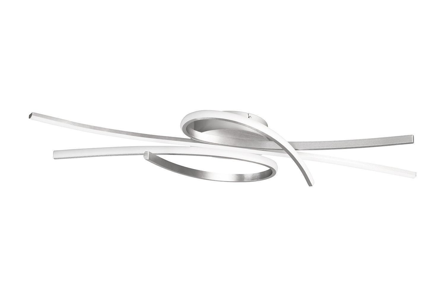 FISCHER & HONSEL LED Deckenleuchte BIBA, B 100 cm, 1-flammig, Nickelfarben, Metall, Anpassung der Farbtemperatur, Dimmfunktion, LED fest integriert, Extra-Warmweiß, Neutralweiß, Tageslichtweiß, mit Fernbedienung