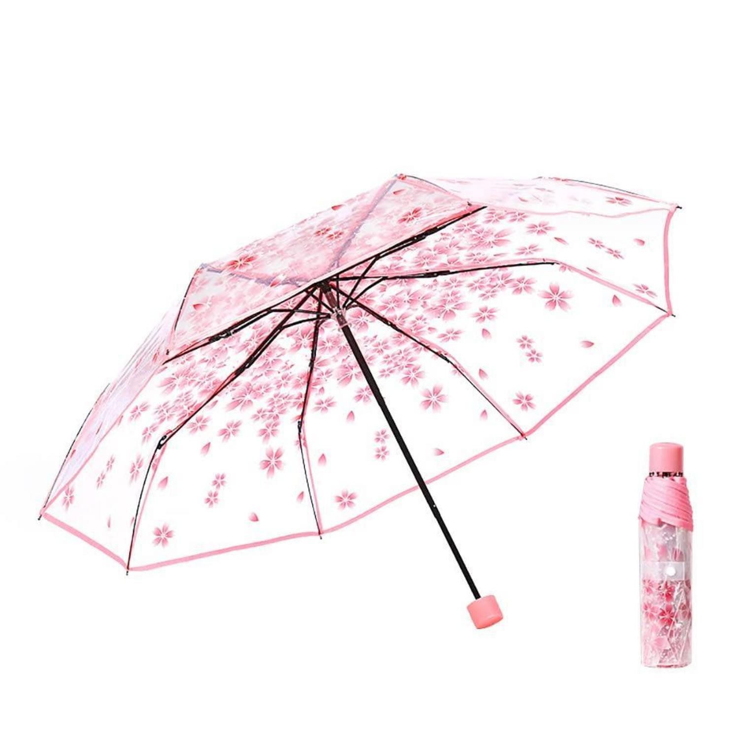 LuxusKollektion Taschenregenschirm Transparent Regenschirm Kirschblüte