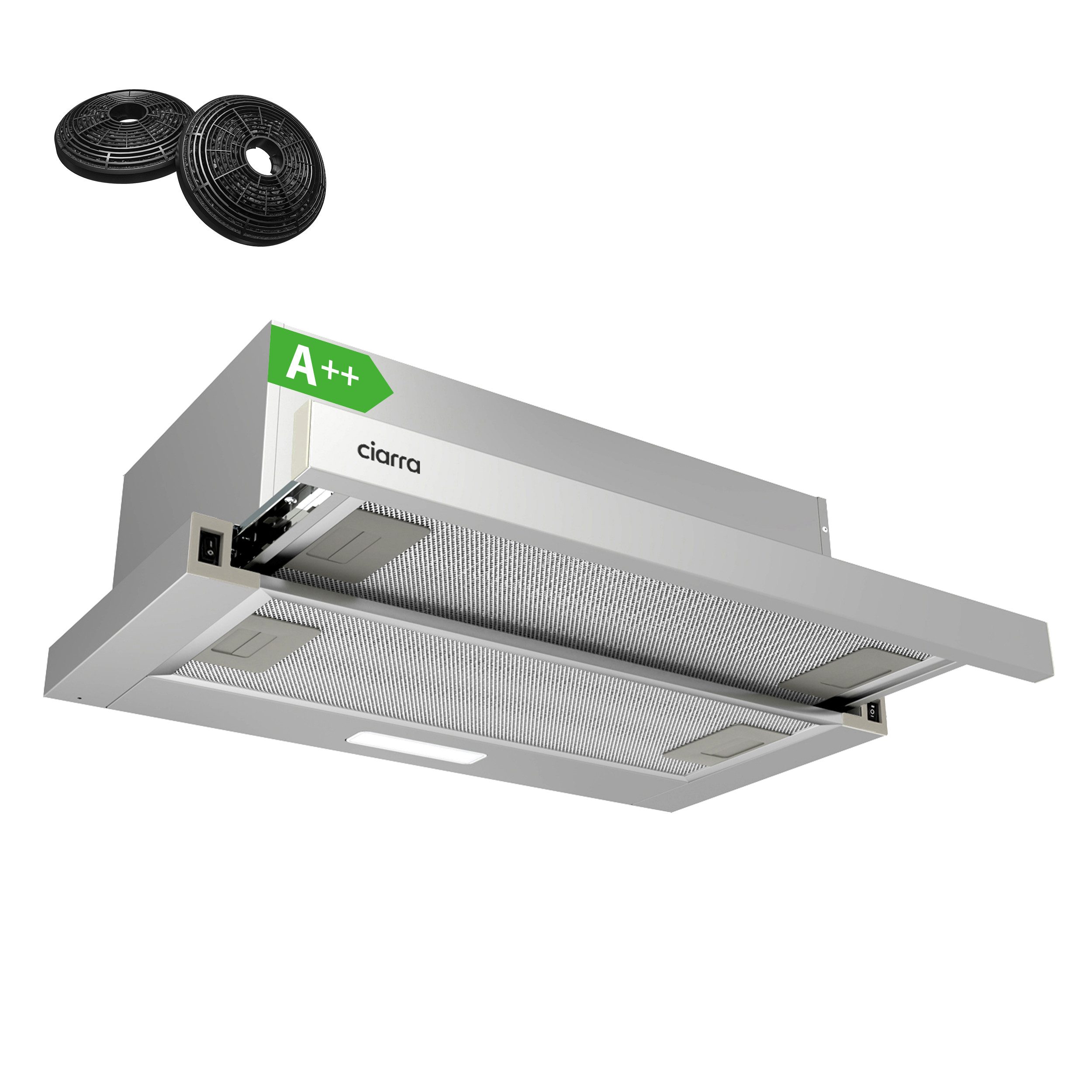 CIARRA Flachschirmhaube CBCS6906D-FBM CBCS6906D-FBM, A++ Dunstabzugshaube 60cm 370m³/h Integrierte Abzugshaube