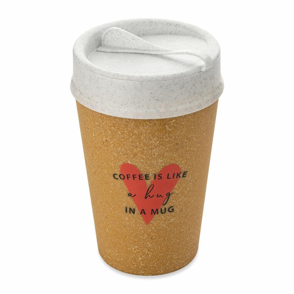 KOZIOL Thermobecher Iso To Go Like A Hug In A Mug, 400 ml, Kunststoff-Holz-Mix, doppelwandig