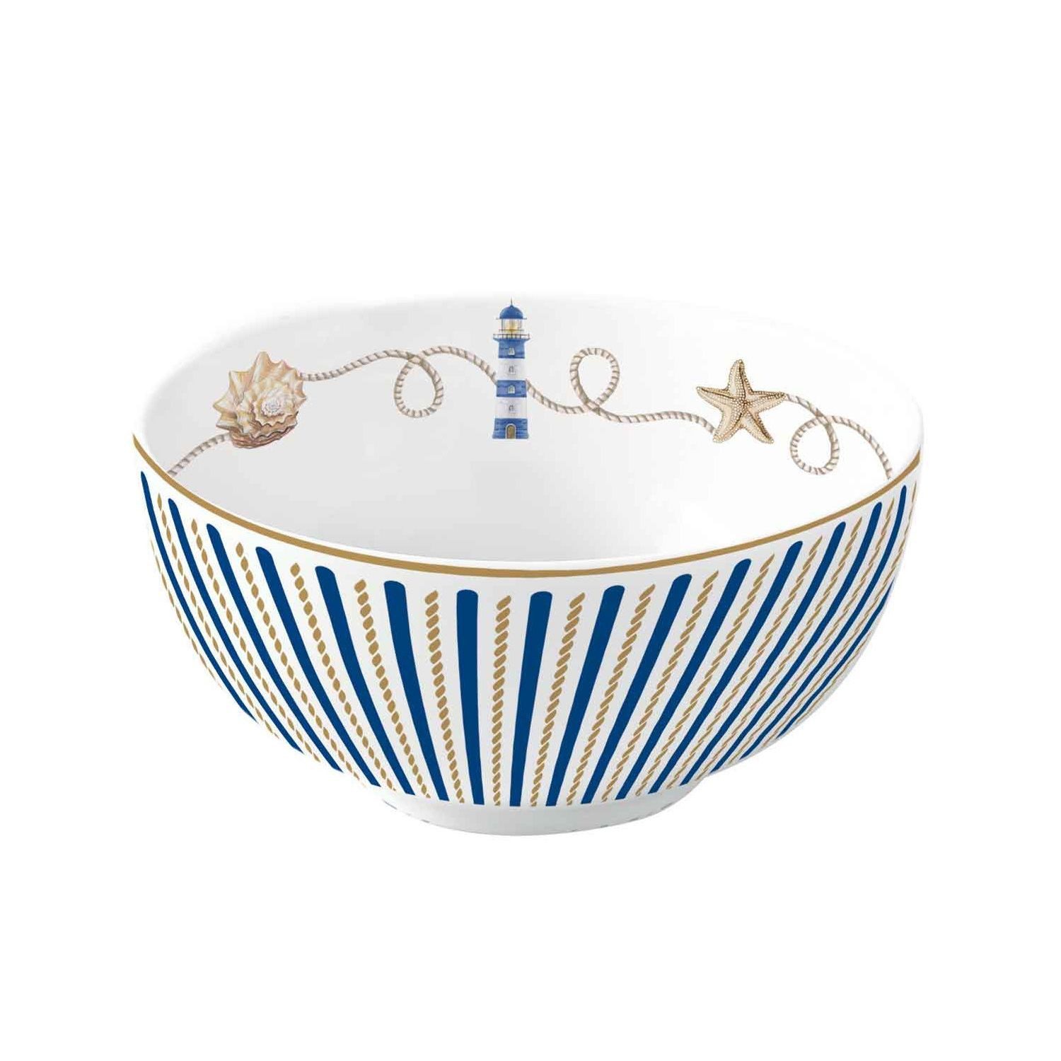 EasyLife Dessertschale Blue Lighthouse, Porzellan, Spülmaschinengeeignet, Mehrfarbig, Motiv: Leuchtturm