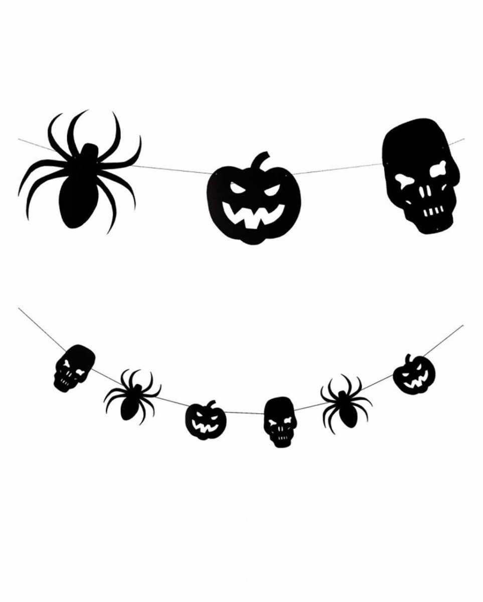 Horror-Shop Hängedekoration Papiergirlande mit Halloween Motiven Schwarz 3m