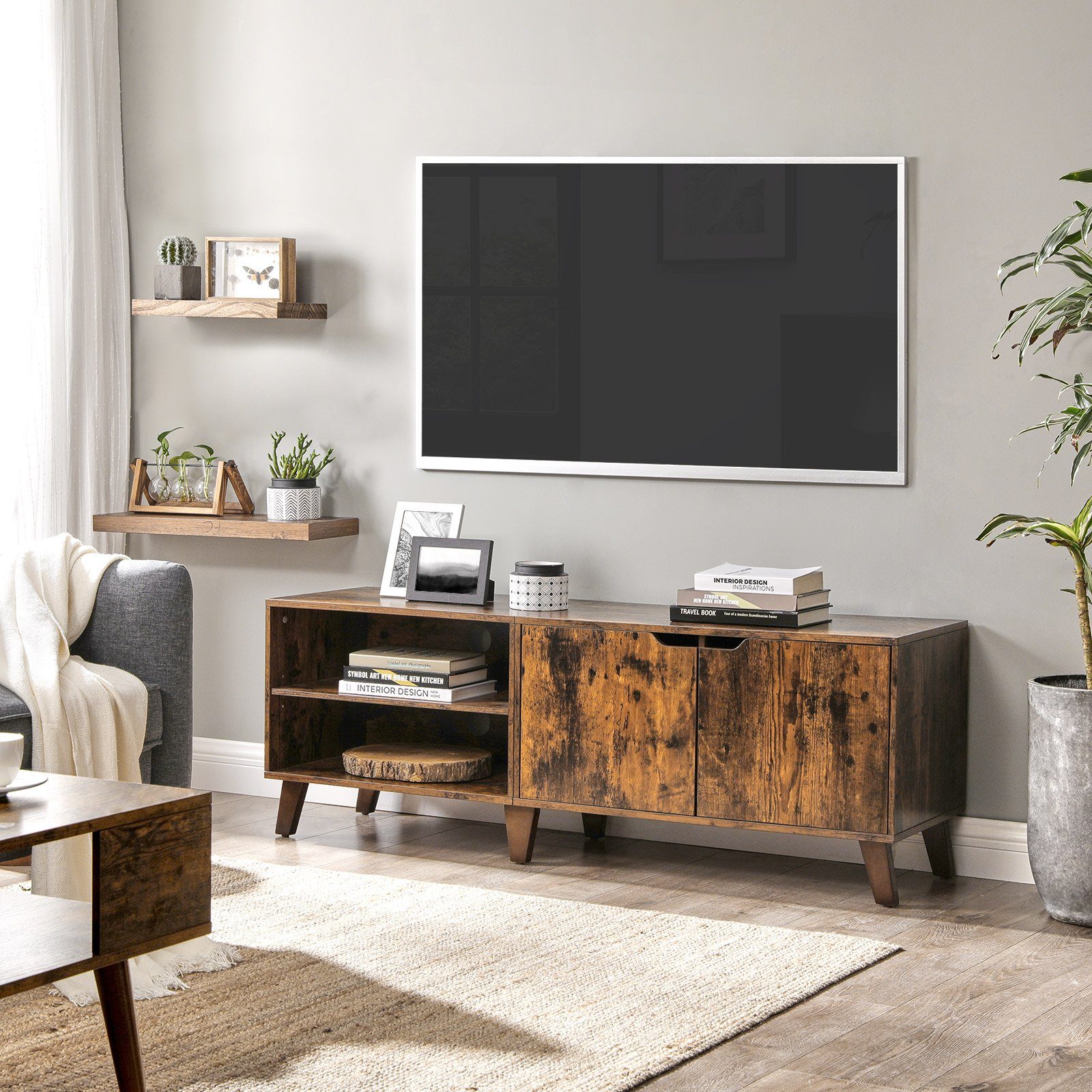 VASAGLE Lowboard TV-Schrank, Lange 140cm, für Fernseher bis zu 65 Zoll