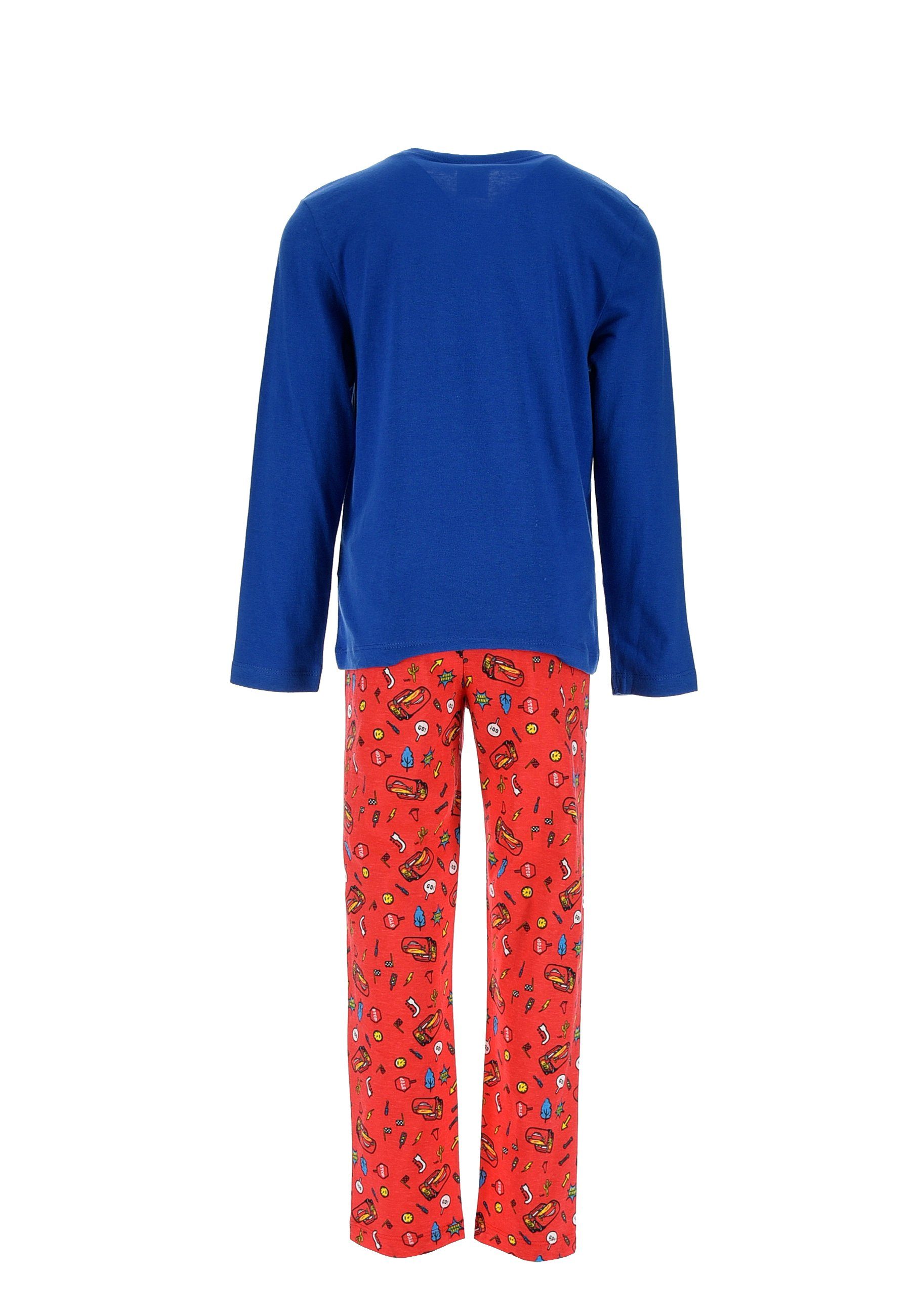 tlg) Schlafanzug Pyjama McQueen Disney (2 Blau Jungen Cars Lightning Kinder Nachtwäsche langarm