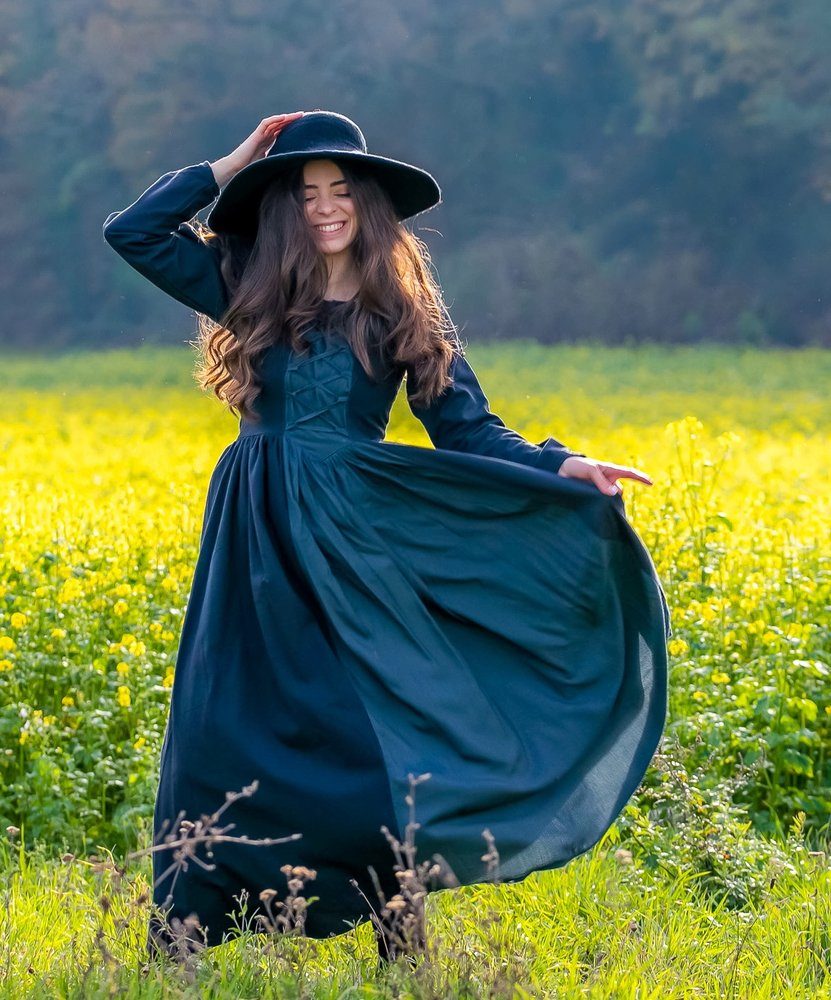 Leonardo Carbone Ritter-Kostüm Mittelalter oder Hexenkleid "Medusa" in Schwarz/Blau
