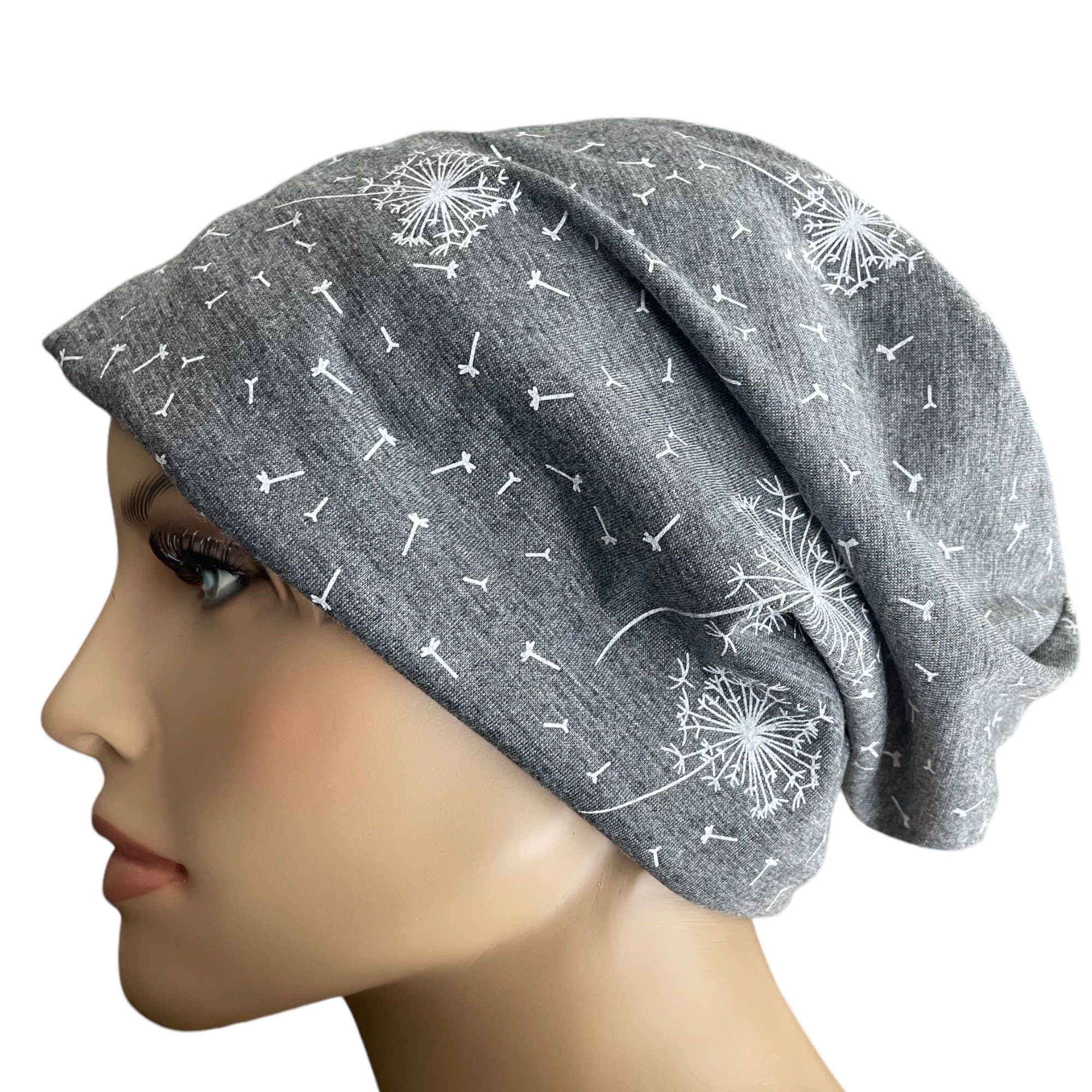 Taschen4life Beanie Slouch Longbeanie Mütze leichte Damen Beanie, Motiv Pusteblume, Sommermütze