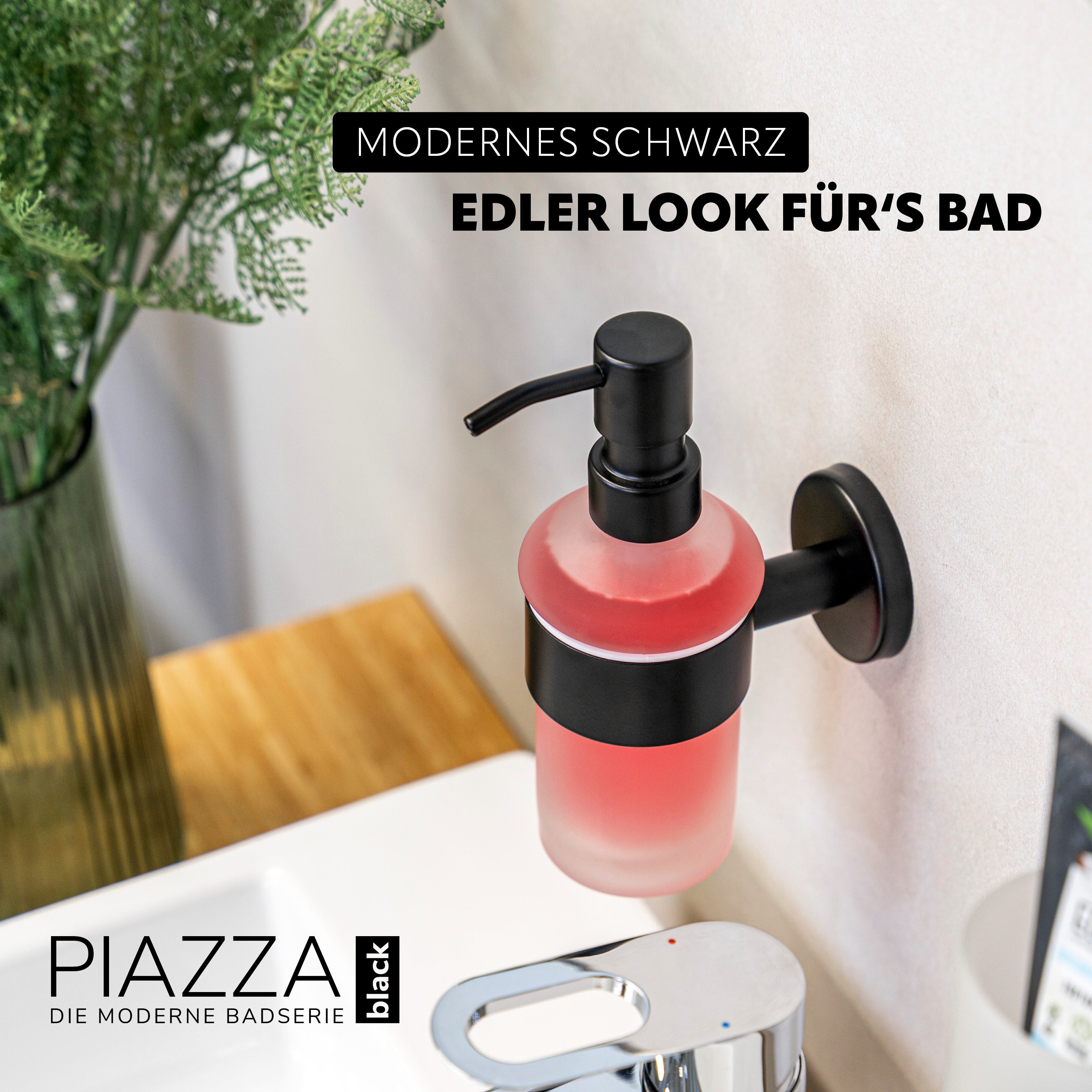 bremermann Seifenspender Bad-Serie PIAZZA BLACK - mit Wandhalterung günstig online kaufen