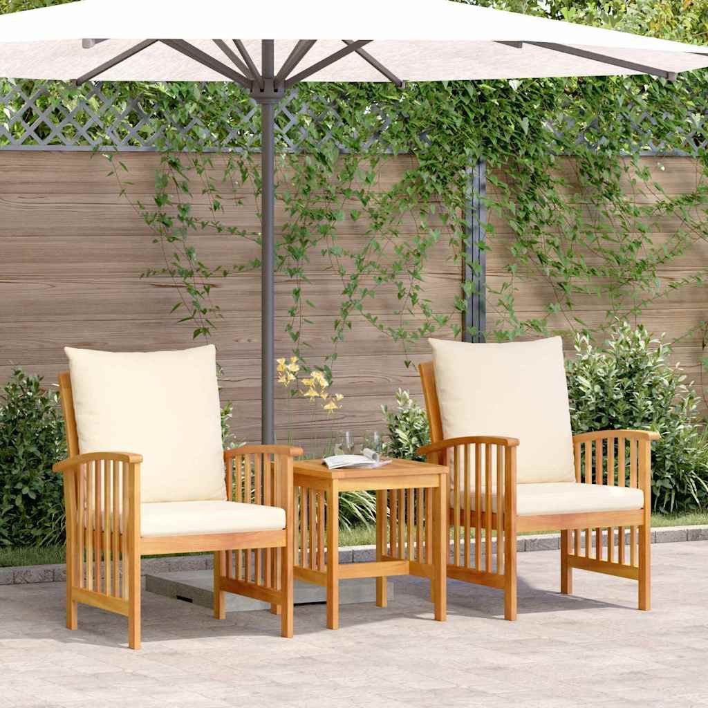 vidaXL Gartenlounge-Set Gartensofa-set 3 Stk. Öl-Natur Massivholz, (3-tlg)