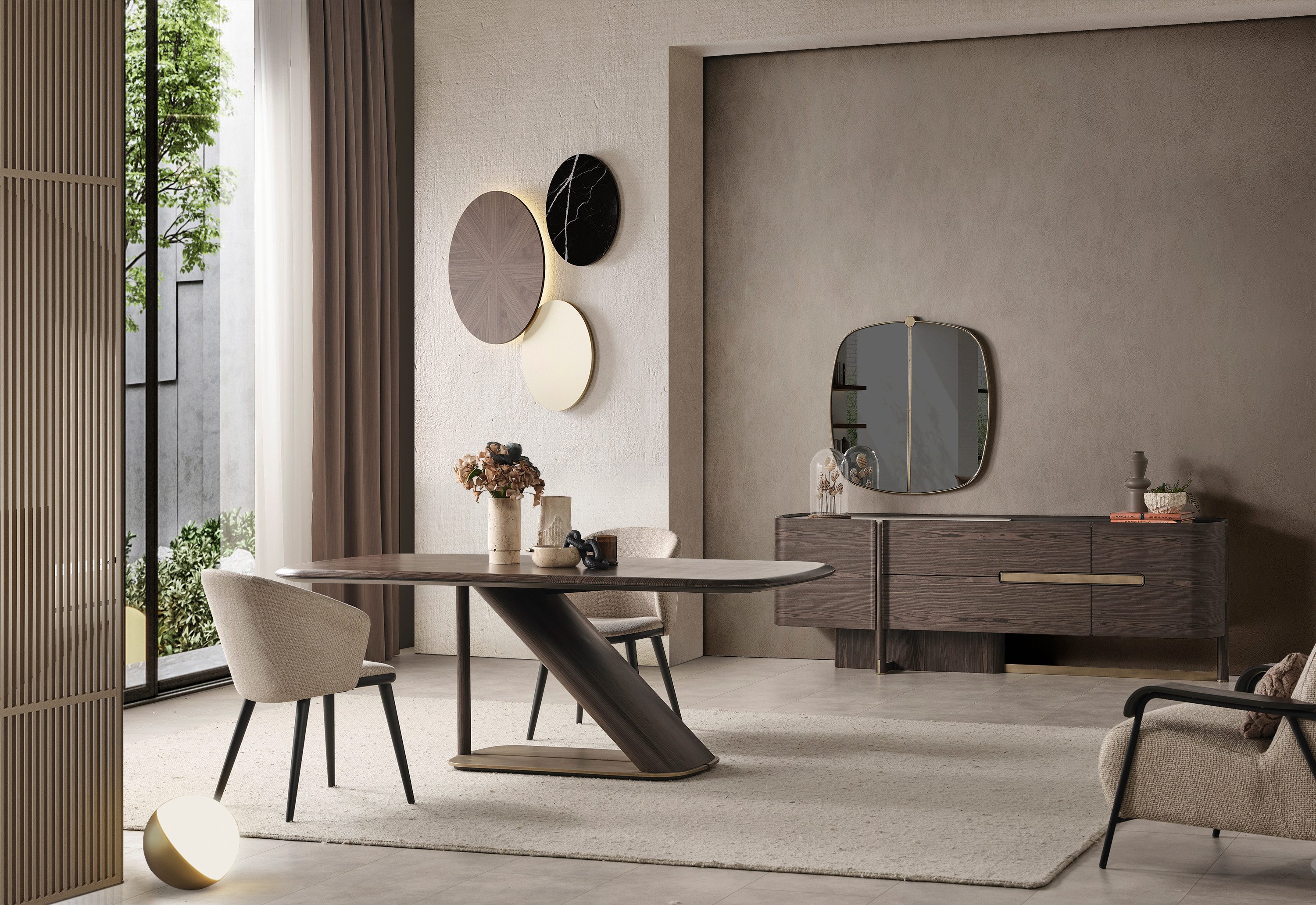 Ertex Essgruppe West-Esszimmer-Set Esszimmer Set Esstisch 6x Stühle Sideboard, (9-tlg)