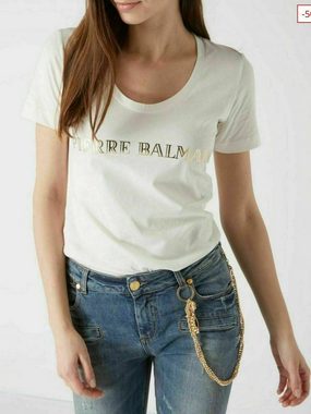 Balmain T-Shirt PIERRE BALMAIN ICONIC OFF-WHITE LOGOSHIRT LOGO BRAND SHIRT T-SHIRT TOP