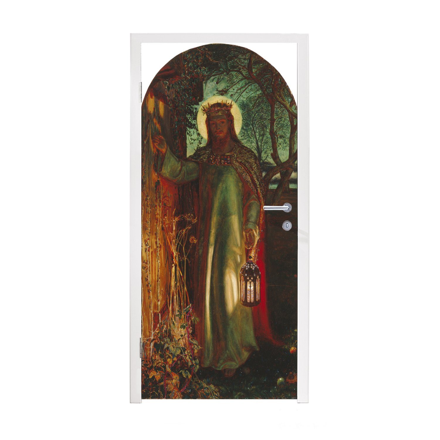 MuchoWow Türtapete Das Licht der Welt - Gemälde von William Holman Hunt, Matt, bedruckt, (1 St), Fototapete für Tür, Türaufkleber, 75x205 cm