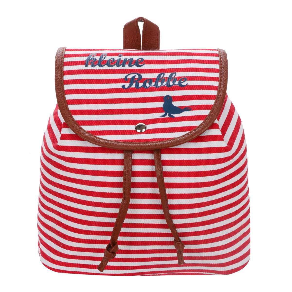 Sonia Originelli Umhängetasche Rucksack rot-marine Streifen "kleine Maritim Daypack XS Robbe"