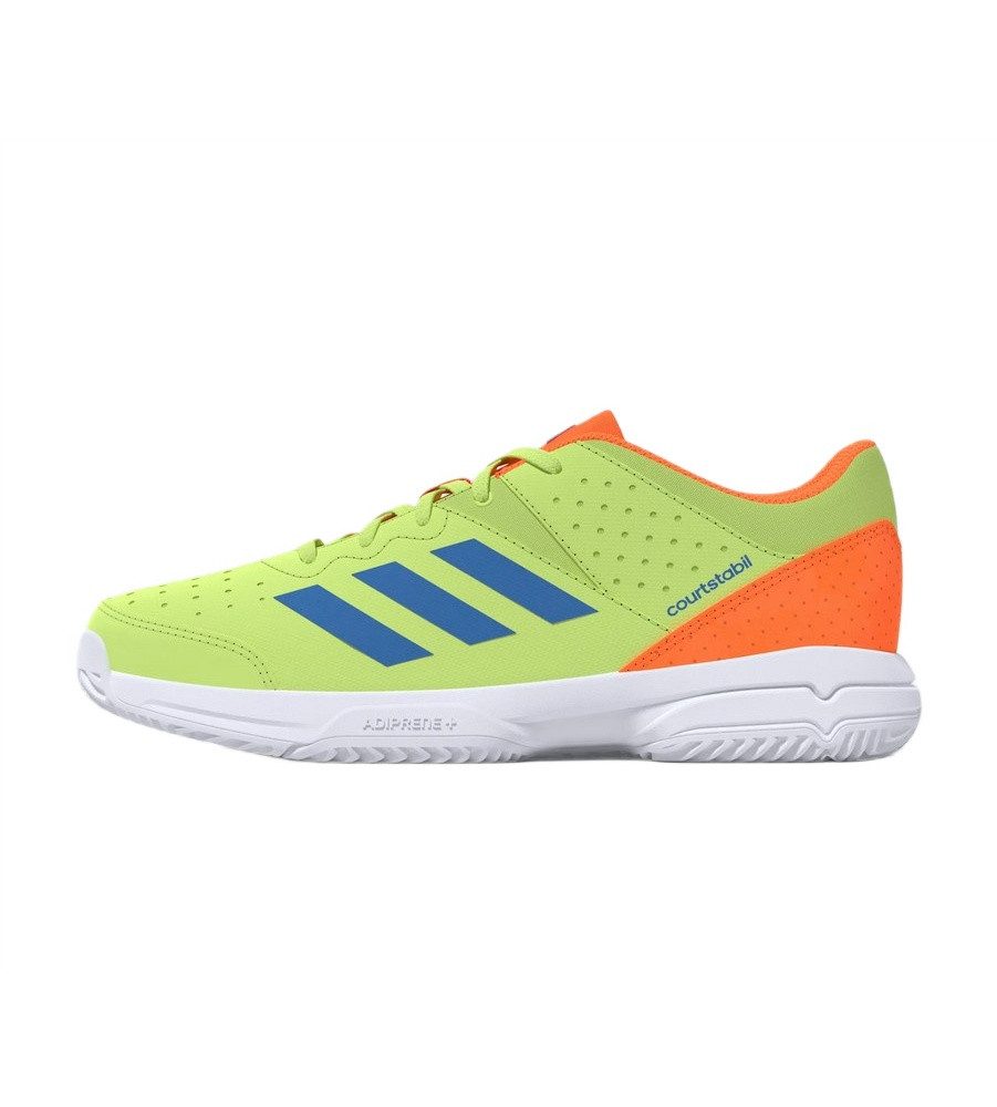 adidas Performance Hallen-Indoorschuhe Court Stabil 2025 grün/orange Kinder Badmintonschuh
