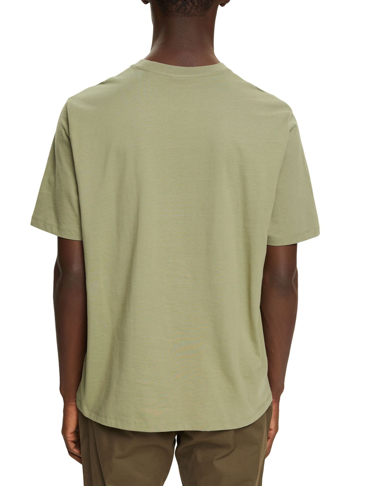 edc by Esprit T-Shirt Jersey (1-tlg) T-Shirt, LIGHT KHAKI Baumwolle 100