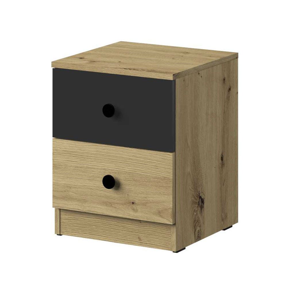 Feldmann-Wohnen Container Nero (2 Schubladen, 1-St., moderne Holzoptik, Kunststoffgriffe) 40x40x50cm Schwarz Matt