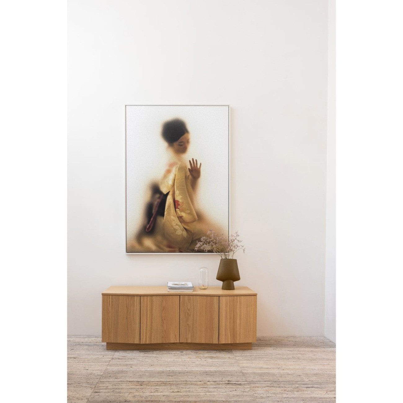 WOOOD TV-Board Zuma aus Eichenholzfurnier, 133 cm, Push-to-Open-System