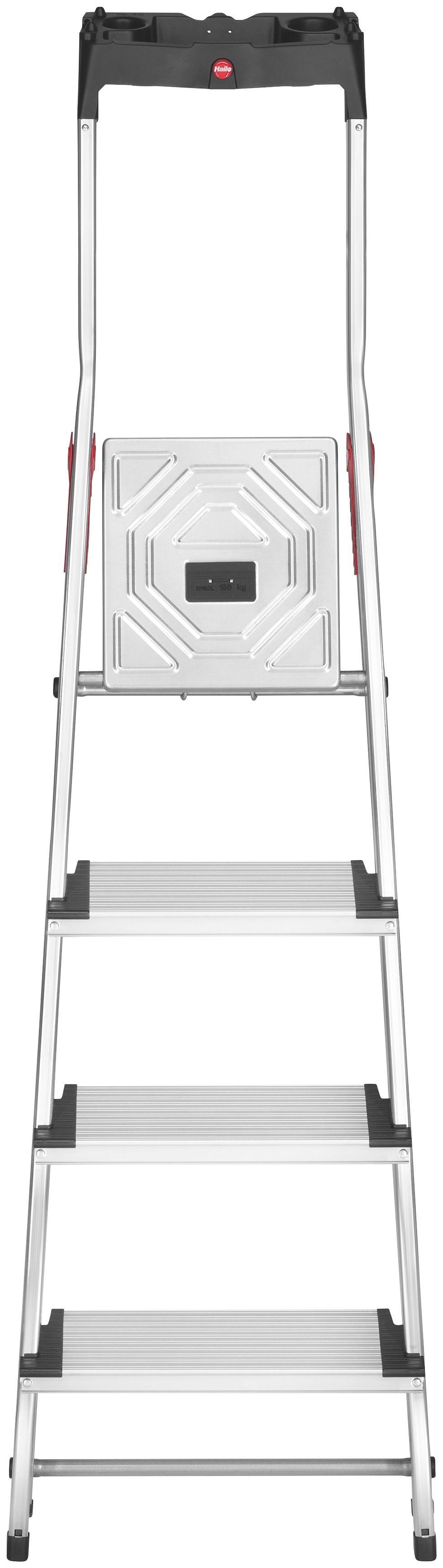 Hailo Stehleiter L80 ComfortLine, Alu-Sicherheits-Stehleiter 4 Stufen