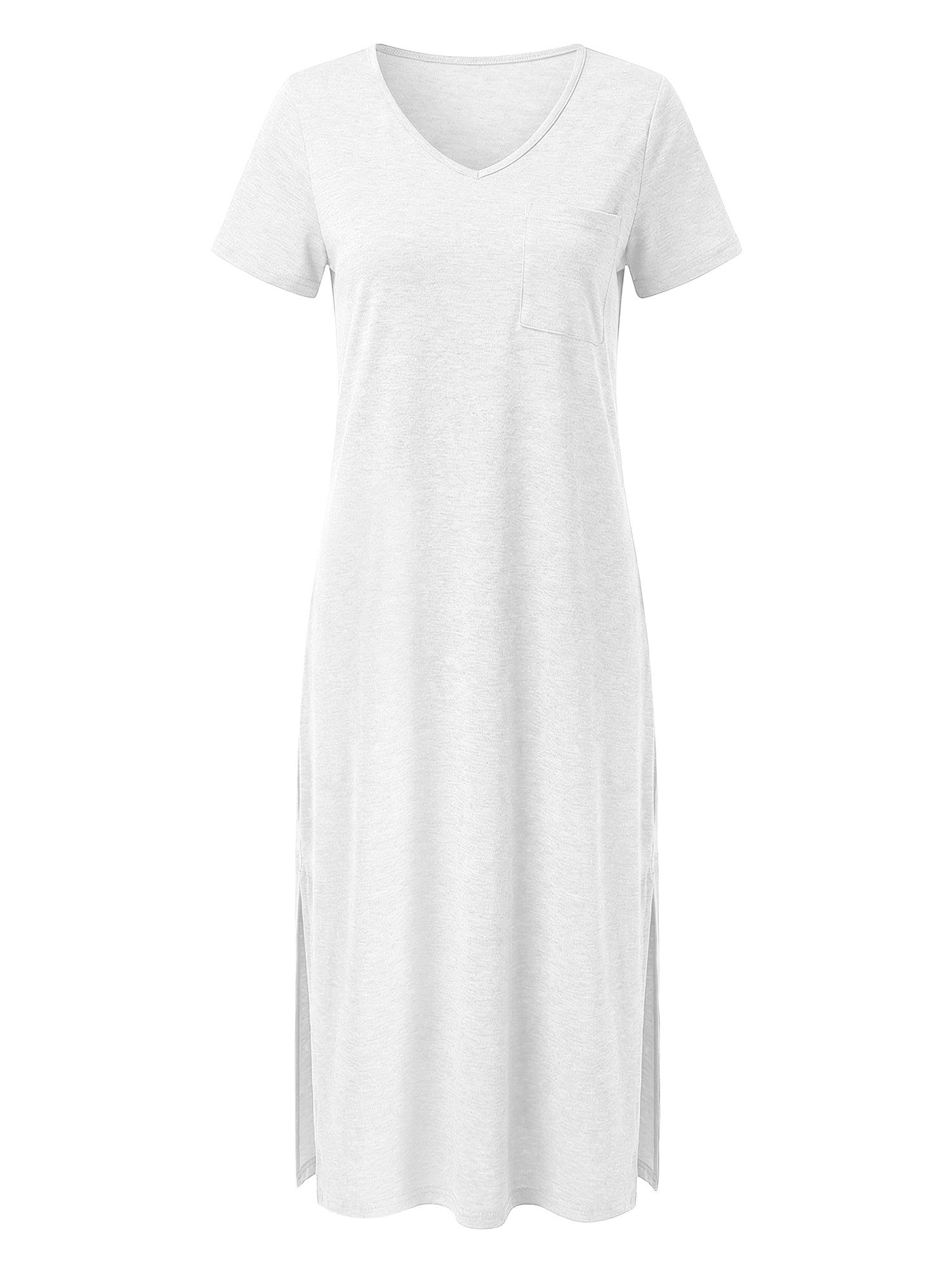 Imily Bela Maxikleid Damen Shirtkleid ärmellos V-Ausschnitt Loose Sommer (Packung, 1-tlg., 1per-Pack) mit Brusttasche und Seitenschlitzen – Bild 5 von 5
