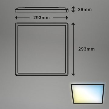 Briloner Leuchten LED Panel 7081-015, CCT Farbtemperatursteuerung, Fernbedienung, dimmbar, ultraflach, indirektes Licht, LED fest verbaut, Farbwechsler, Kaltweiß, Neutralweiß, Tageslichtweiß, Warmweiß, Deckenlampe, 29,3x29,3x2,8cm, Schwarz, 18W, Wohnzimmer, Schlafzimmer