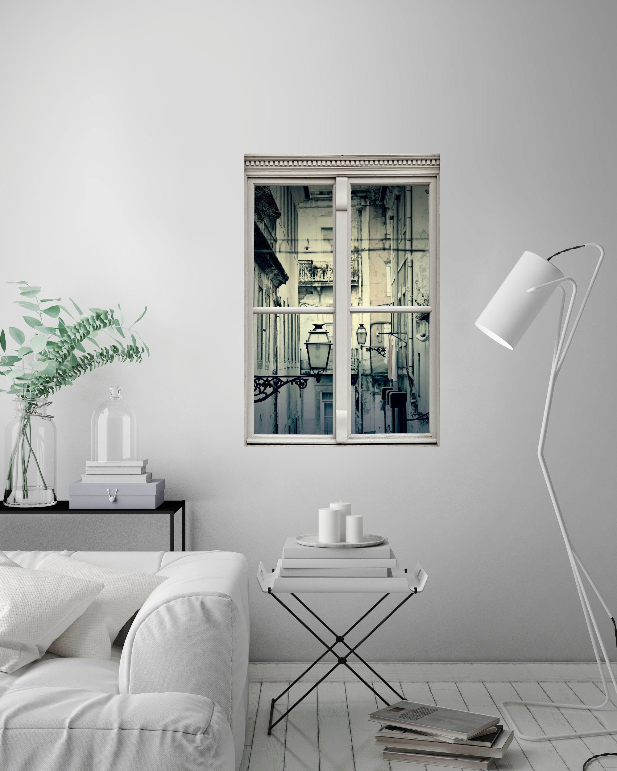 queence Wandsticker Häuserwände, Wandsticker, Wandbild, selbstklebend, 3D, Fenster