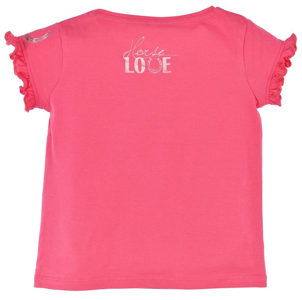 Mädchen Shirt Blumenapplikation Kurzarm Pink 36175, T-Shirt BONDI mit für "Pferdekopf" Printmotiv