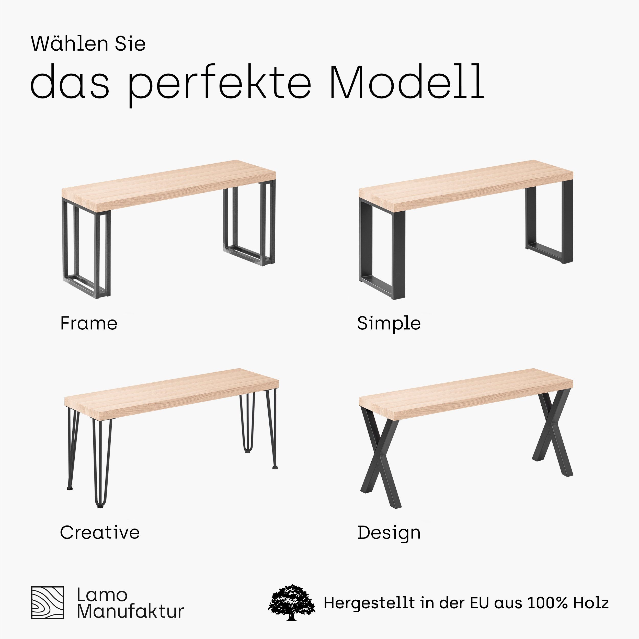 LAMO Manufaktur Sitzbank LSB Sitzbank (Komplett-Set, 3-Teilig), 40mm stake Massivholzplatte – Bild 4 von 5