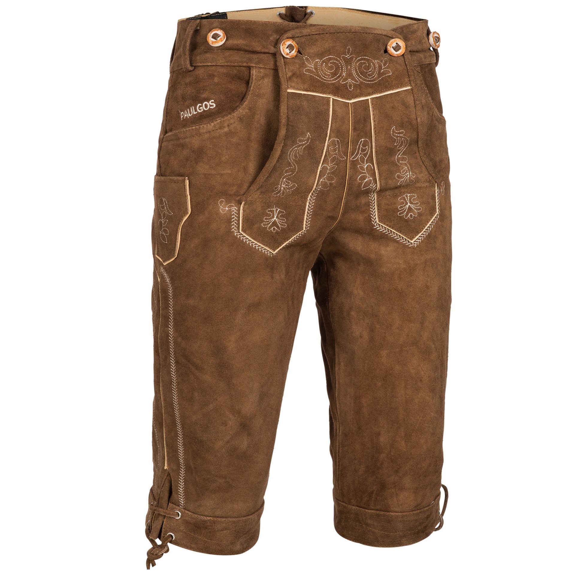 Trachtenhose Herren Lederhose Kniebund mit Trägern 100% Echtleder