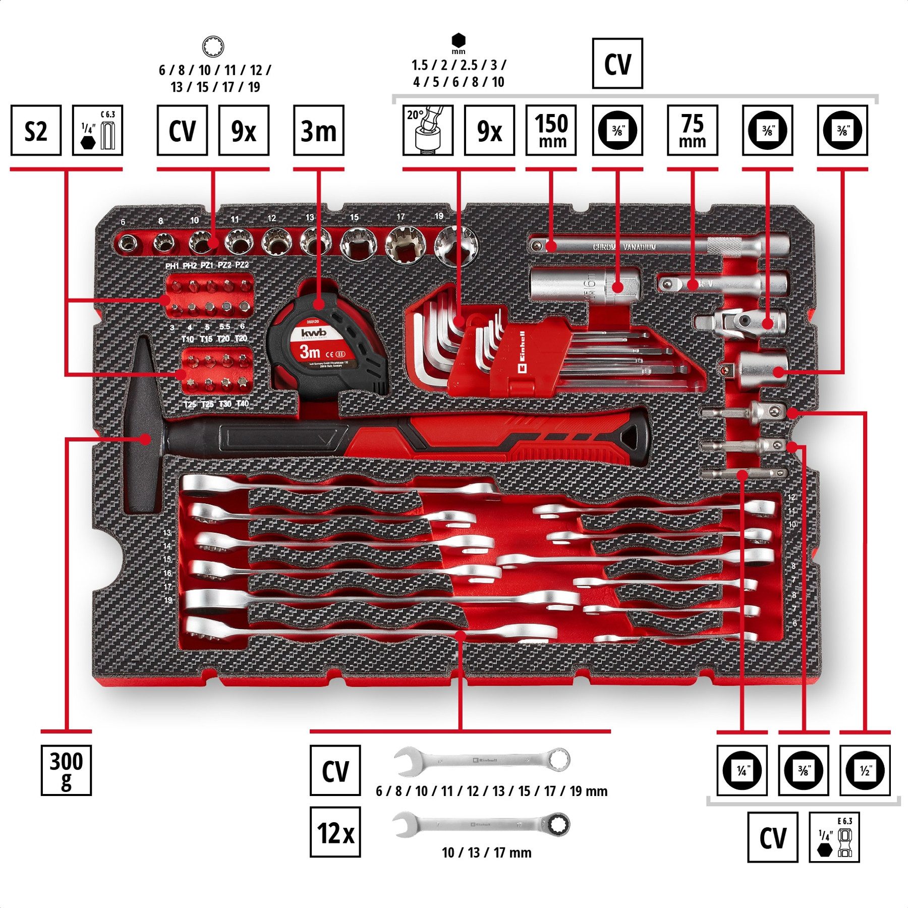 Einhell Werkzeugkoffer E-Case 80-teilig günstig online kaufen