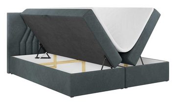 MKS MÖBEL Boxspringbett STELLE 2, Doppelbett, Modern für Schlafzimmer, Multipocket-Matratze, Praktisch