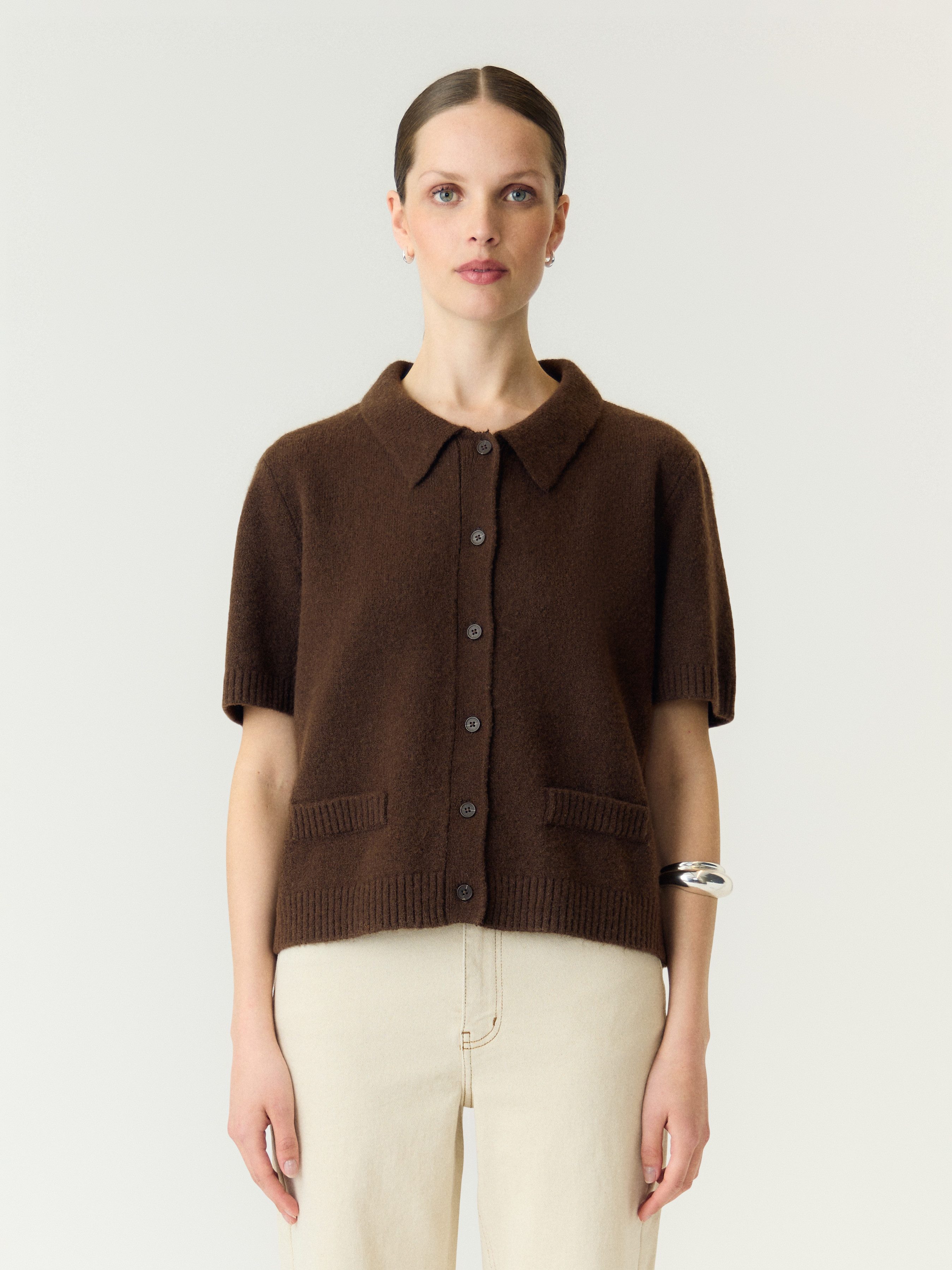 Y.A.S Strickjacke YASFRILO SS KNIT CARDIGAN S. NOOS mit Wolle und Stretch