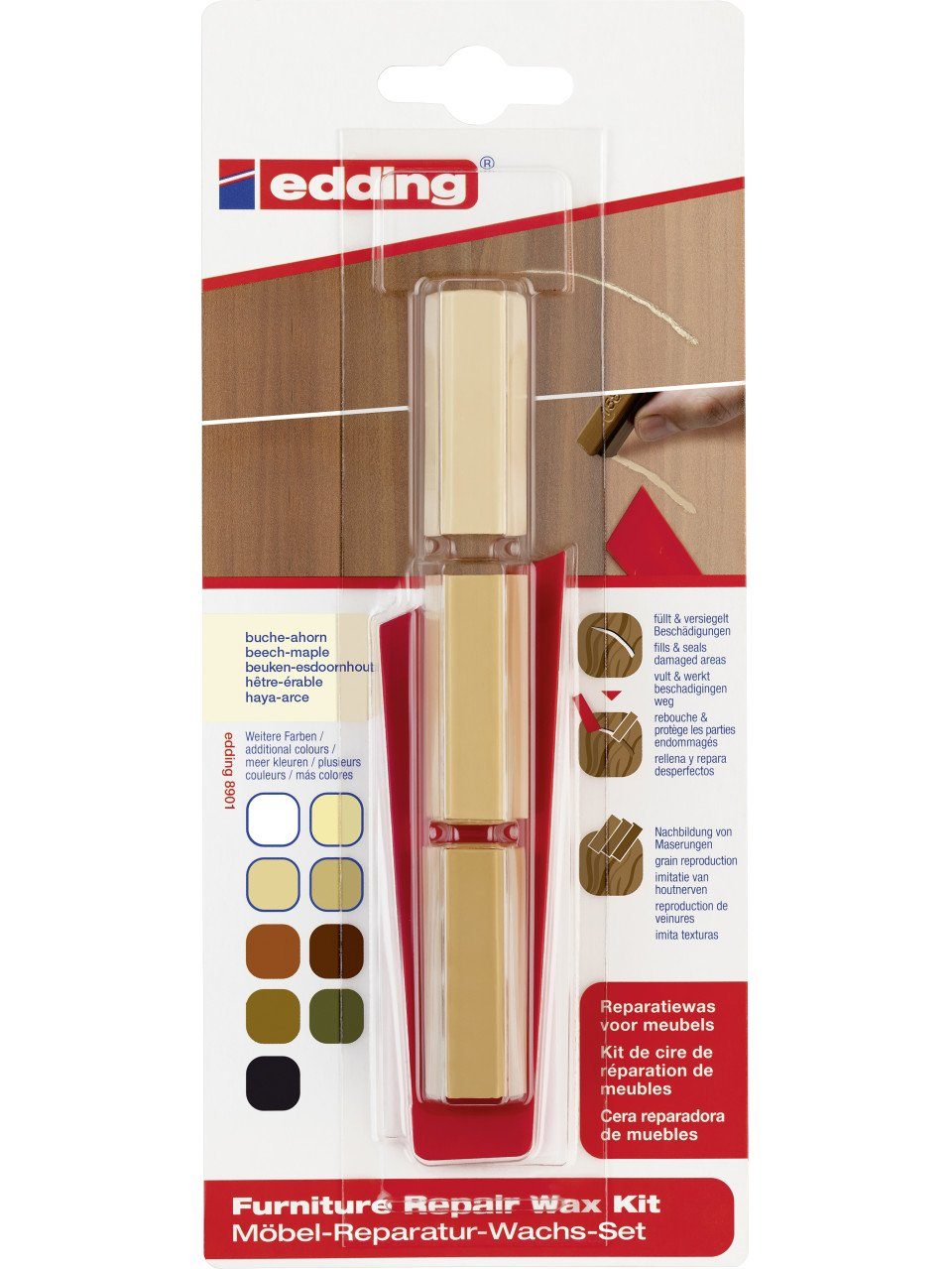 edding Hartholzöl Edding Möbel-Reparaturwachs-Set 8901 buche- ahorn