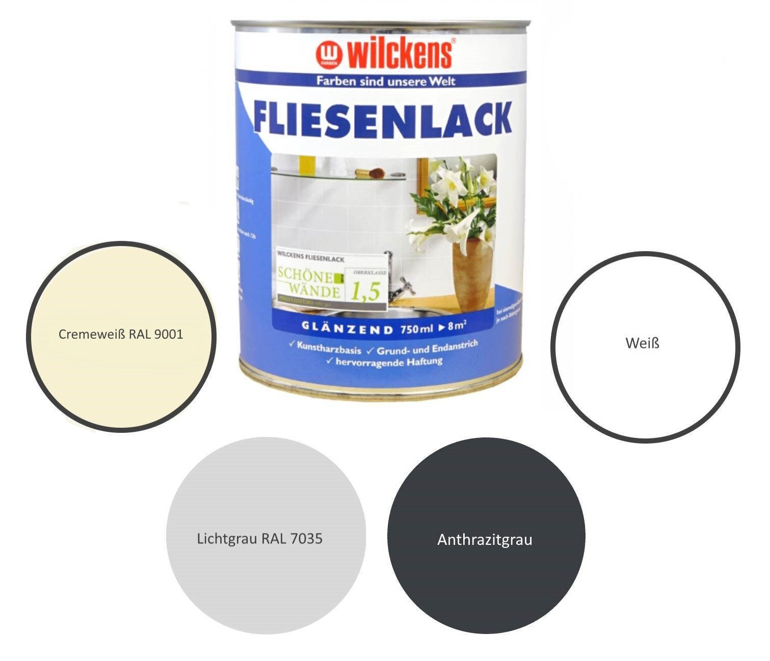 Wilckens Farben Lack Wilckens 750 ml Fliesenlack, Weiß