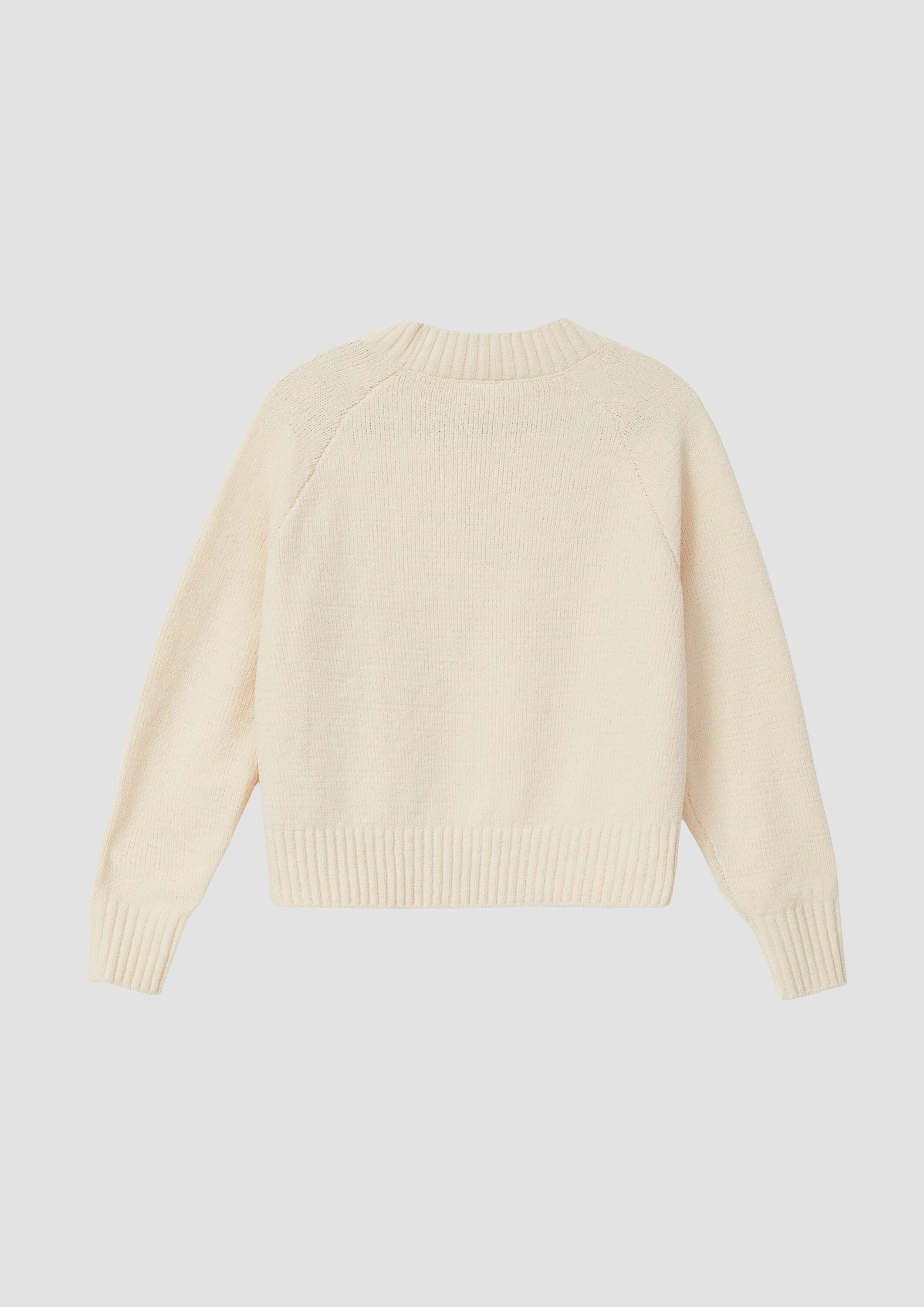 s.Oliver Longpullover Strickpullover Loose Fit Strickpullover mit Stehkragen aus Chenille-Garn