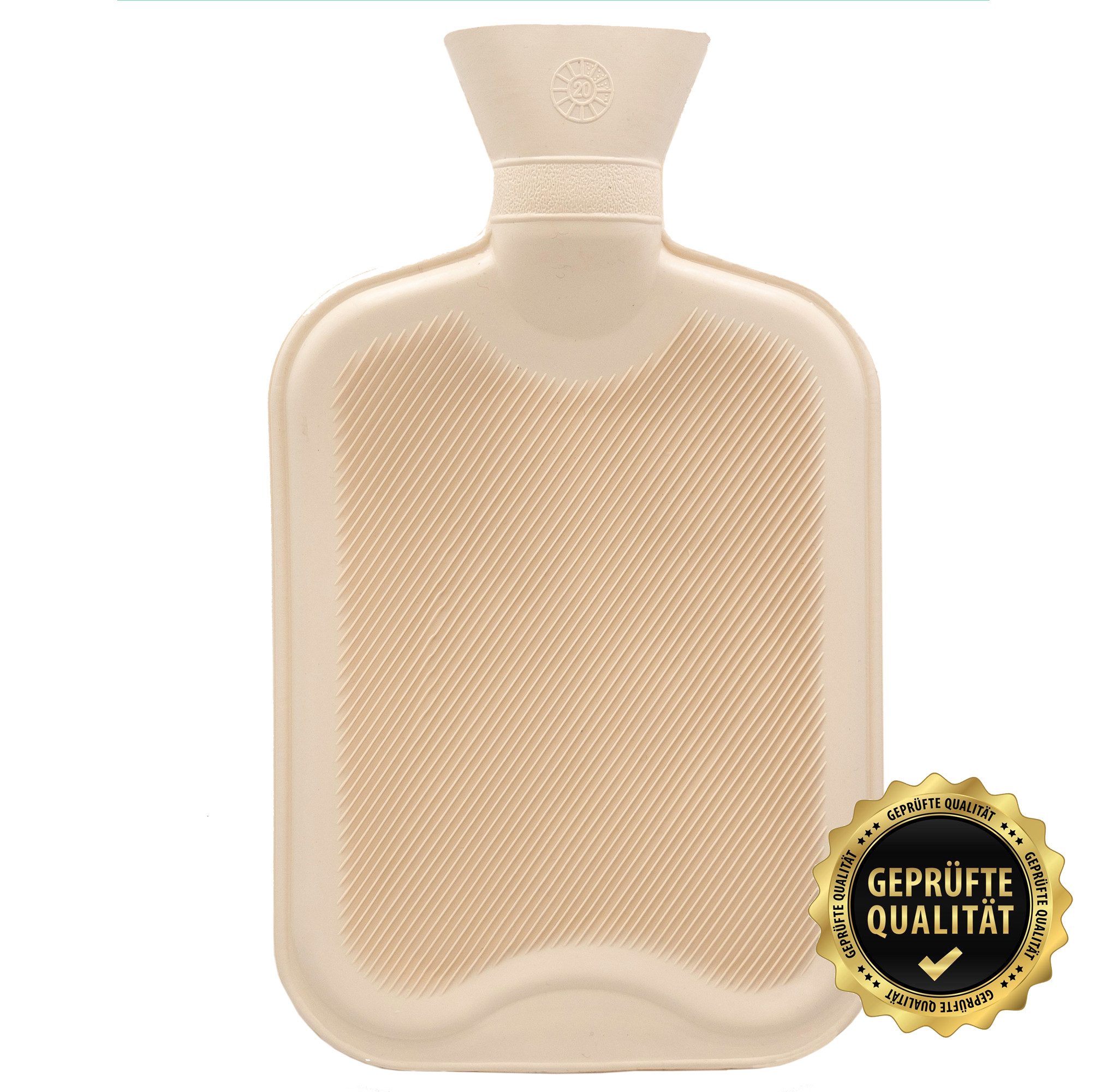 Wärmflasche ohne Bezug, beige, 33 x 20 cm, ca. 2 Ltr.