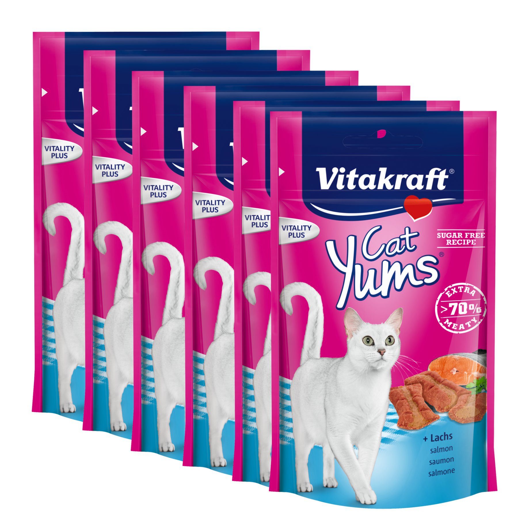 Vitakraft Katzensnack Cat Yums plus Lachs, 9 x 40g