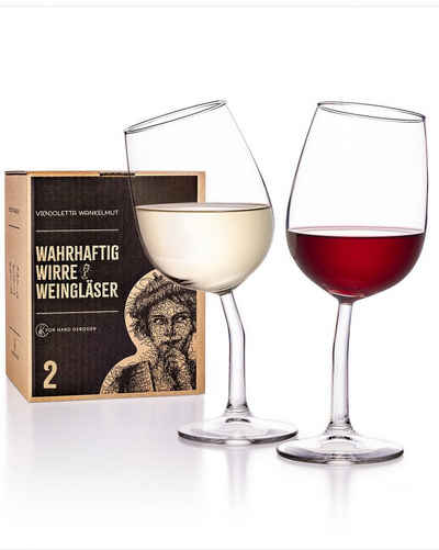 Vinoletta Wankelmut Weinglas »Lustige, krumme Wein-Gläser, handgebogen in DE, witziges Geschenk«, Als 2er oder 4er Set