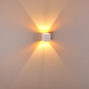 hofstein Wandleuchte »Albe« Wandlampe aus Metall in Weiß/Gold, ohne Leuchtmittel, moderne mit Lichteffekt, 1xG9, Cube/Innen mit Up & Down-Effekt