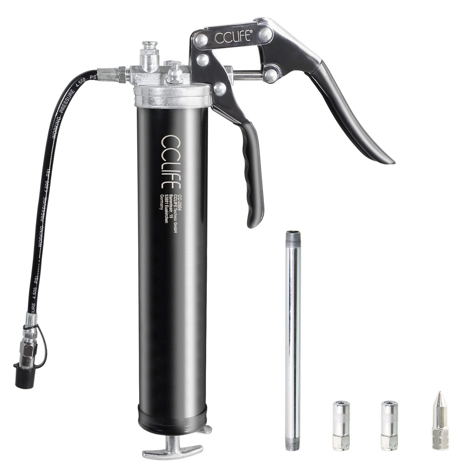 CCLIFE Handpresse 6000 PSI Pistolengriff Schmierung Hebelfettpresse Einhand Fettpresse, 1-tlg.