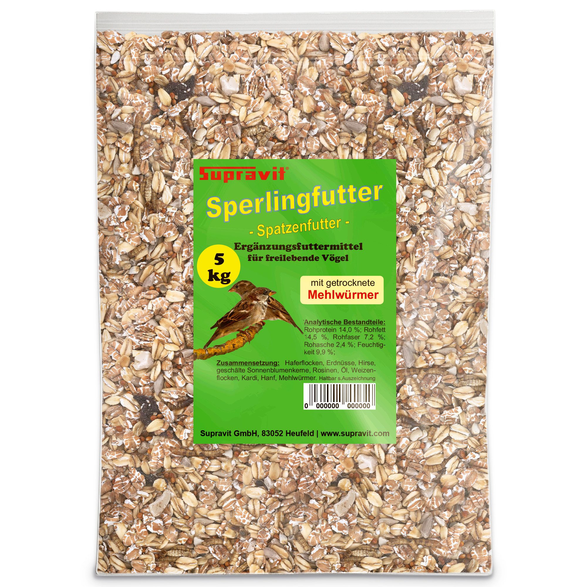 Supravit Spatzenfutter und Sperlingsfutter Ganzjahresfutter Wildvogelfutter, Hauptfutter für: Wildvogel