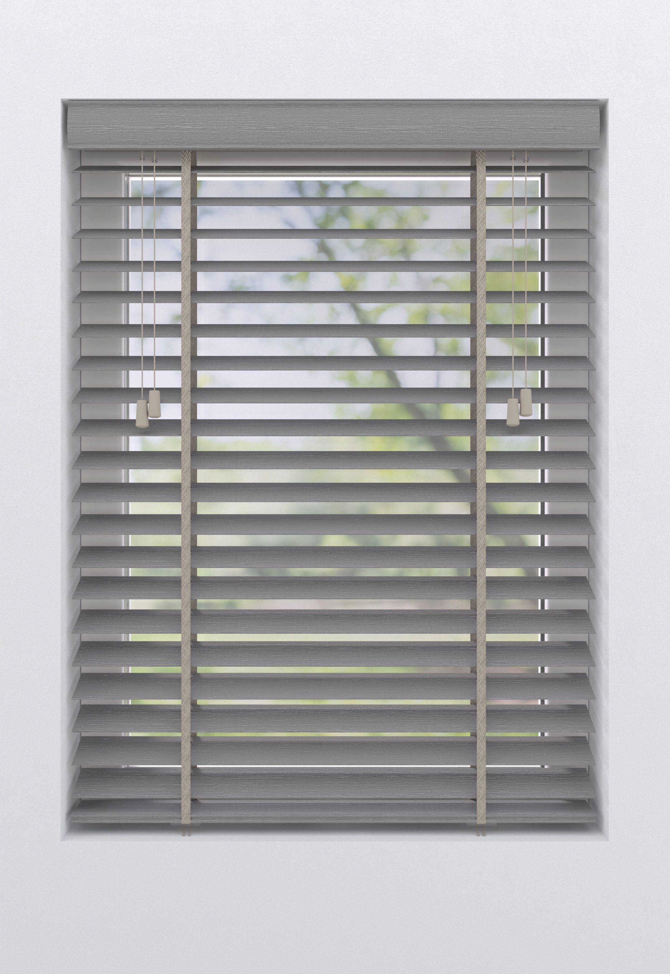my home Jalousie Alexia, mit Bohren, freihängend, aus Bambus mit 50mm Lamellen, Bedienung durch Schnurzug