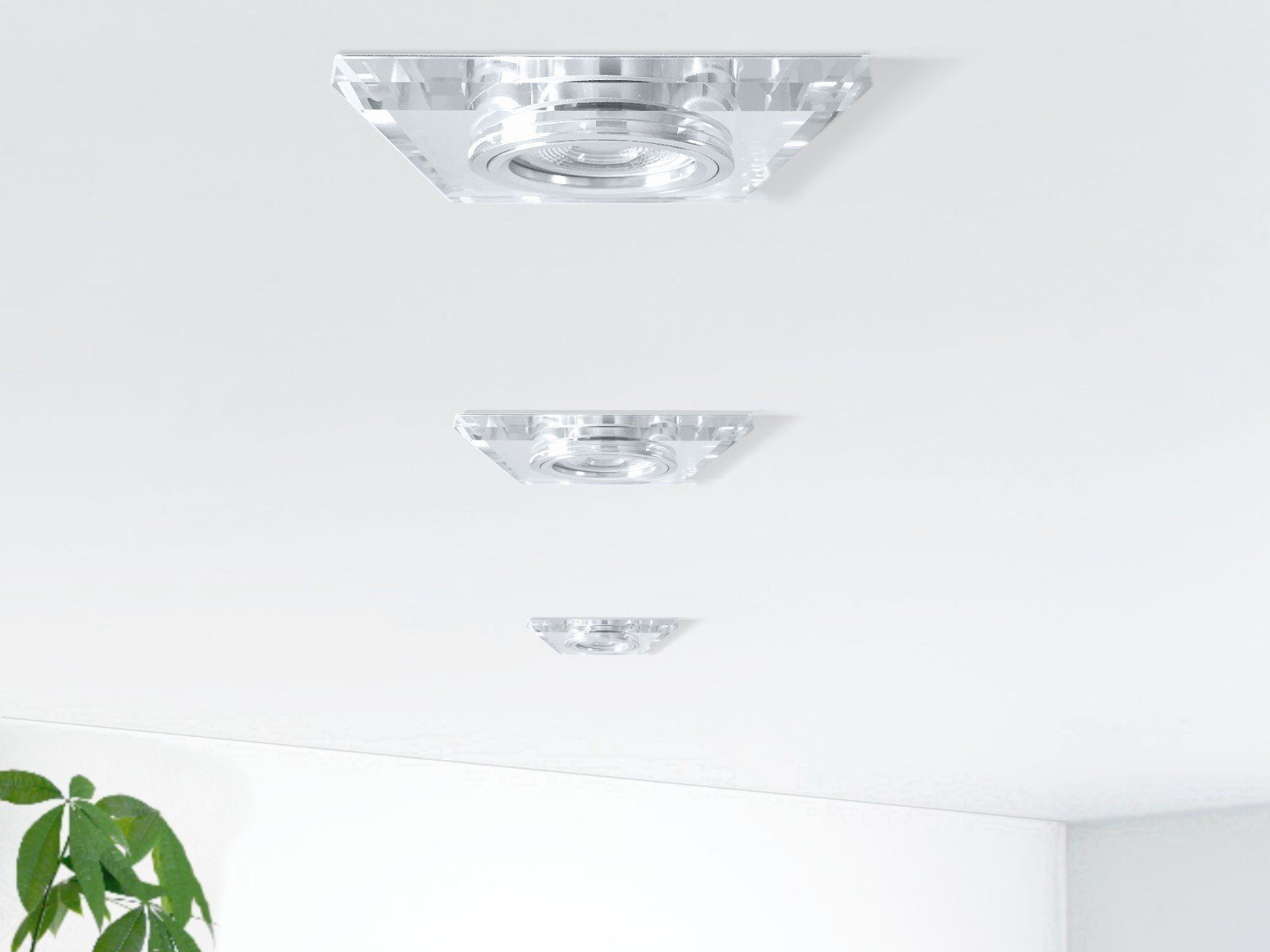 Glas Design aus klar spiegelnd, quadratisch SSC-LUXon LED, Einbaustrahler Warmweiß Flacher LED Einbaustrahler