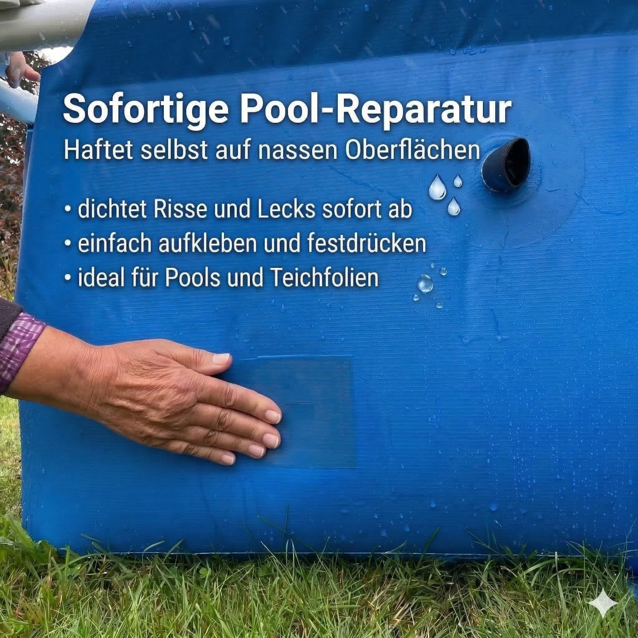 FALINGO Klebeband Unterwasser Abdichtband, Reparaturband für Pool, Zelt, Plane, Dach (1-St) 100 % wasserdicht & wasserverdrängend – Bild 3 von 5