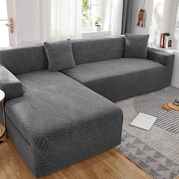 Sofahusse Sofa Überzu 3 Sitzer Stretch Sofa Cover dunkelgrau, FELIXLEO