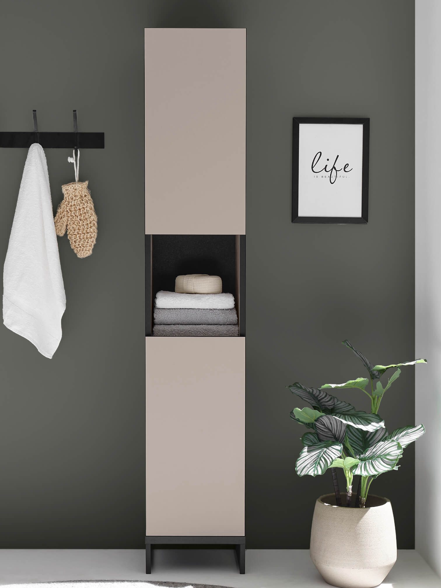 moebel-dich-auf Hochschrank VENEZIA (schmaler Badezimmer Wandschrank in kaschmir 30 cm breit) – Bild 5 von 5