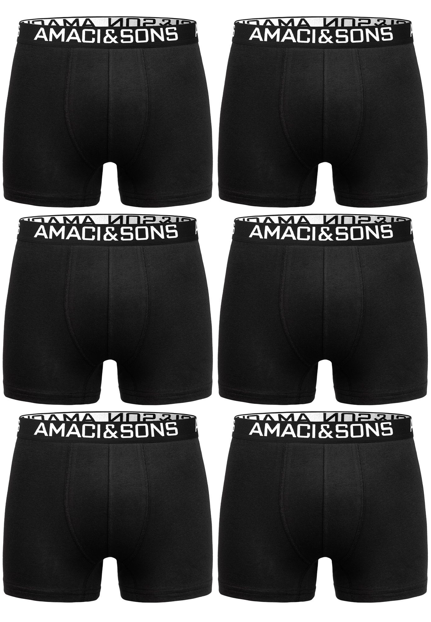 Amaci&Sons Boxershorts WESTON 6er Pack Boxershorts (6er-Pack) Herren Baumwolle Männer Unterhose Unterwäsche Schwarz/Schwarz