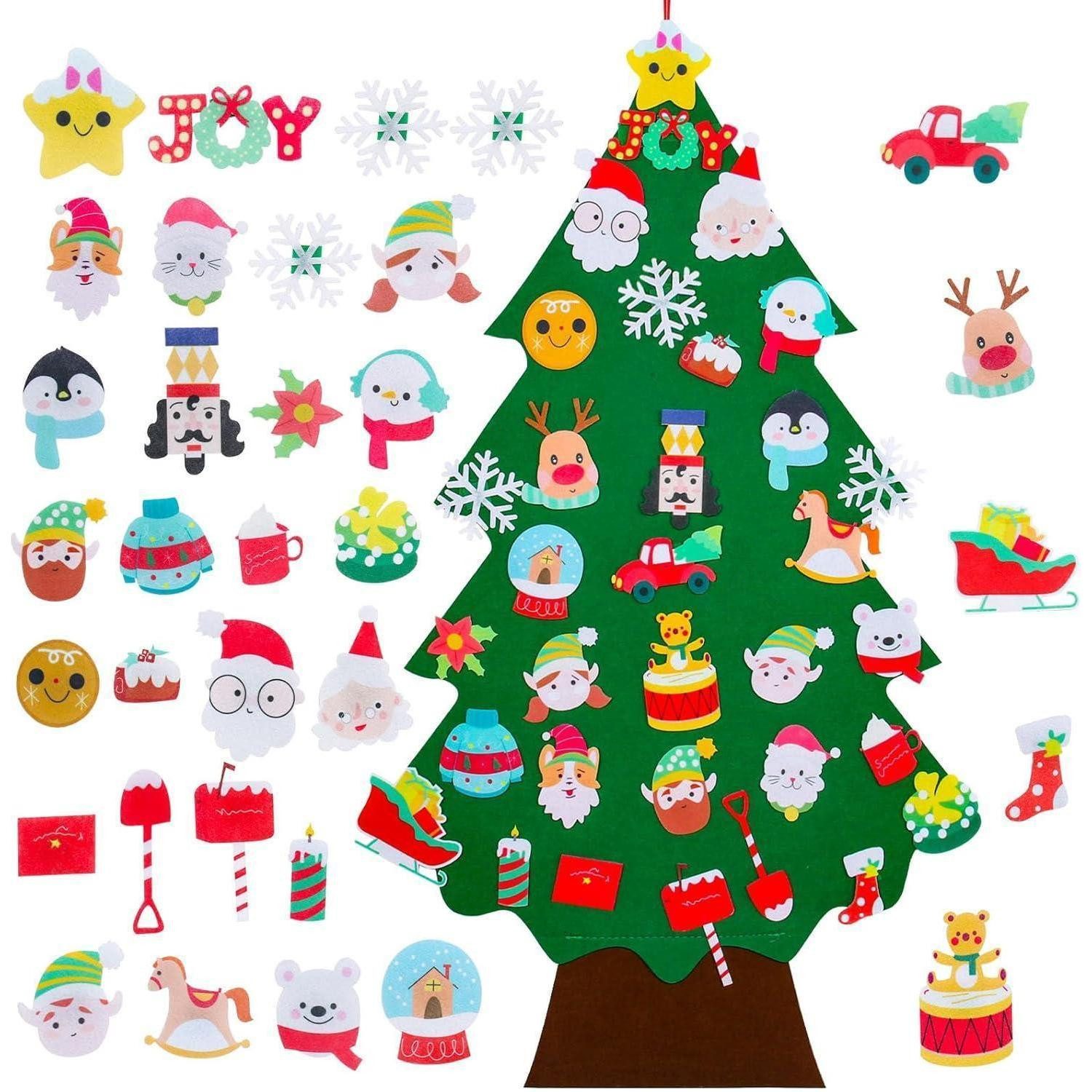 LuxusKollektion Künstlicher Weihnachtsbaum Weihnachtsbaum Filz Kinder 2.8ft 34Pcs Klett DIY Wand Tür Type A