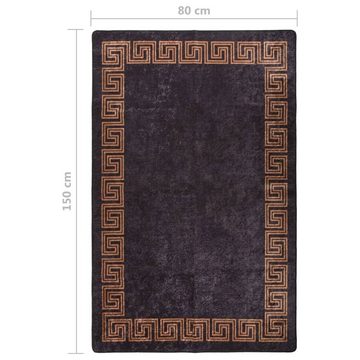 Teppich Waschbar 80x150 cm Schwarz und Golden Rutschfest, furnicato, Rechteckig