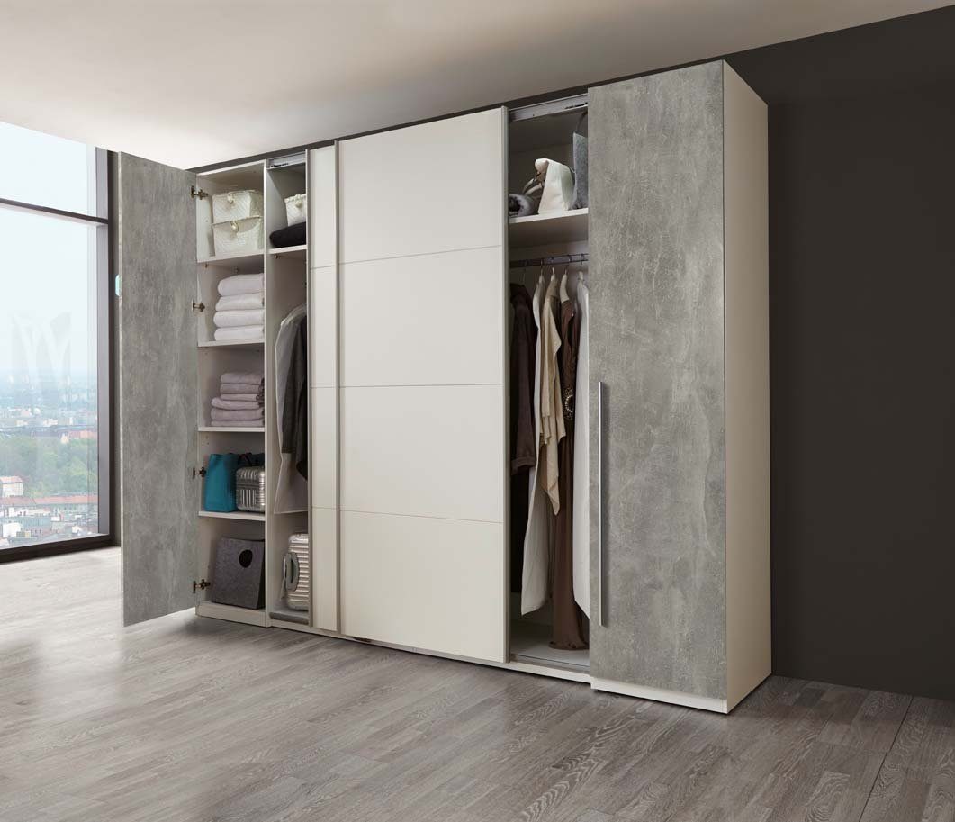 - Stauraum (B/H/T) Schwebetürenschrank Weiß x 60 in - cm Kleiderschrank Kleiderschrank x mit viel Ketty möbelando 226 Vielseitiger Eleganter Betonoptik, 315