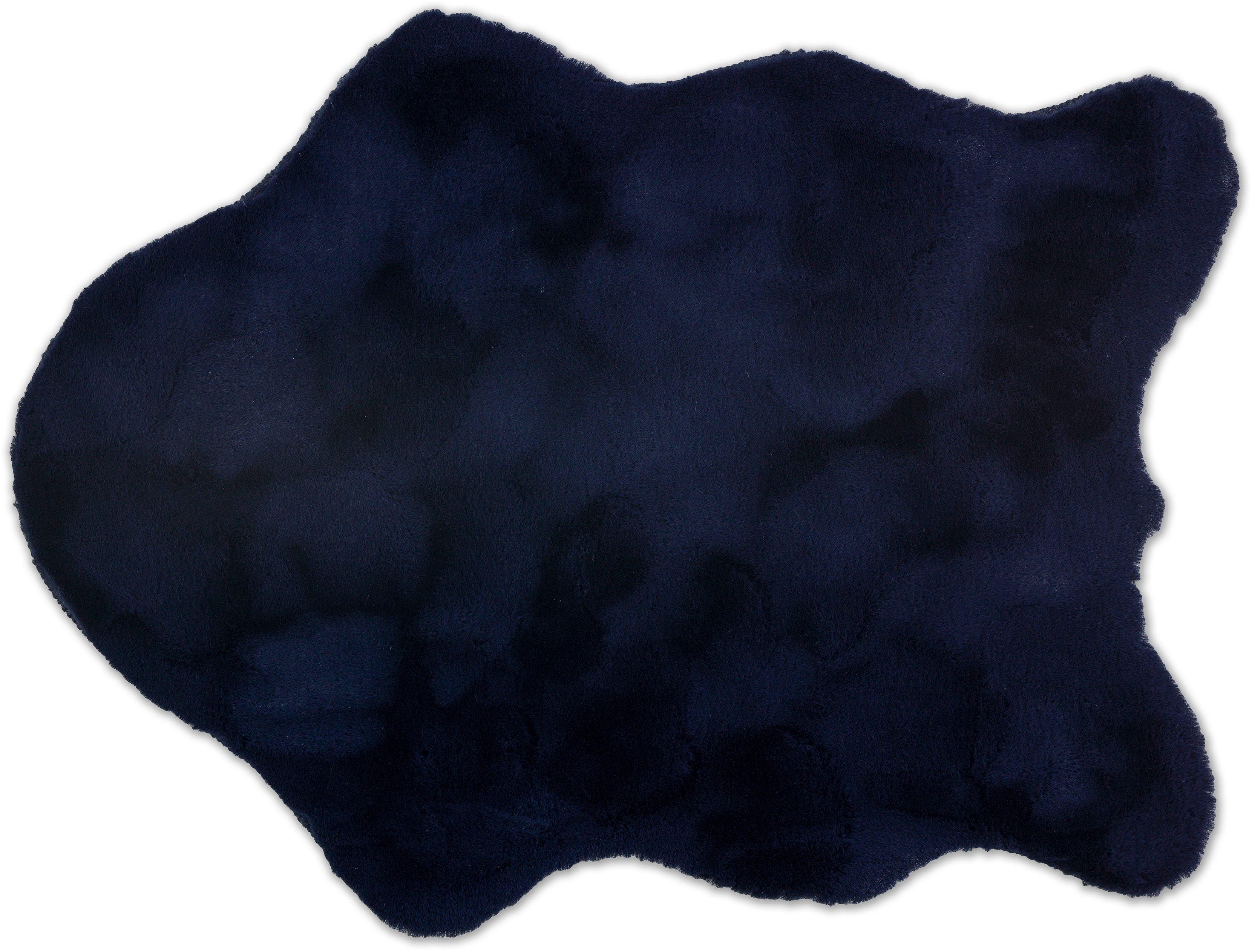 Fellteppich Microfaser, waschbar mm, SCHÖNER nachtblau Kaninchenfell Kunstfell, 26 durch weich Haptik, Tender, Höhe: WOHNEN-Kollektion, fellförmig,