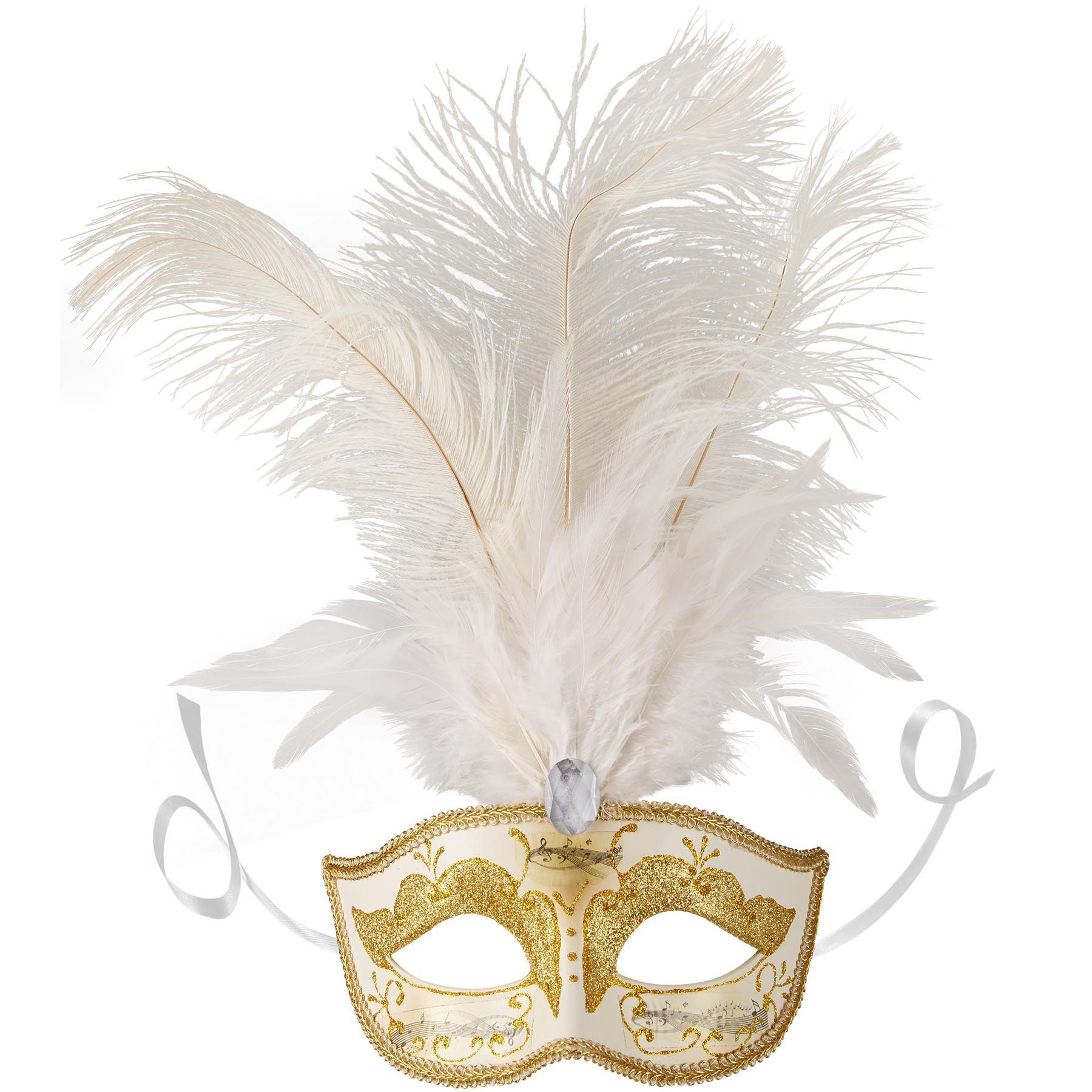 dressforfun Kostüm Venezianische Maske mit Federn, Elegante Halbmaske in Einheitsgröße